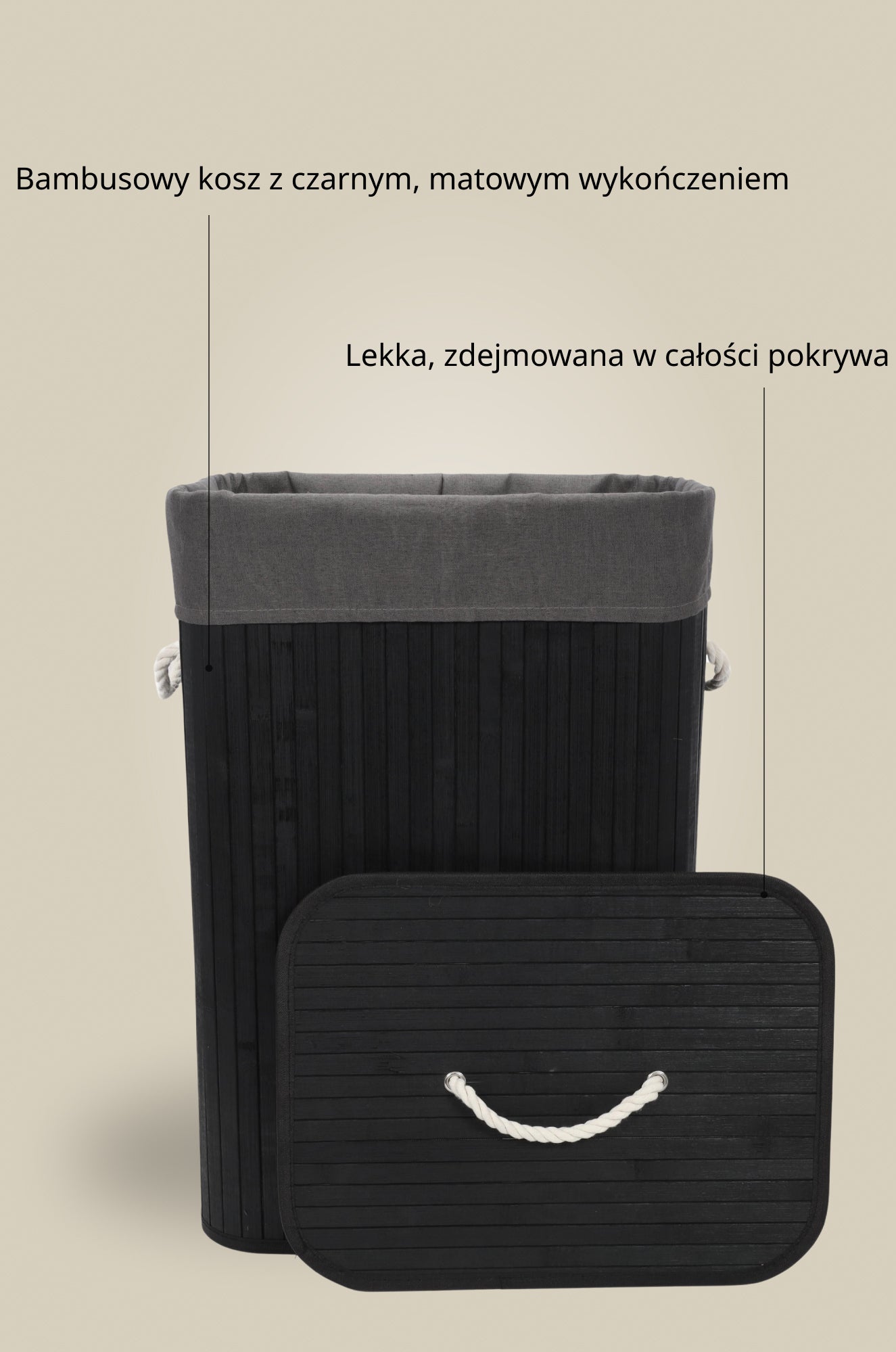 Bambusowy kosz na pranie SADE, 80 l