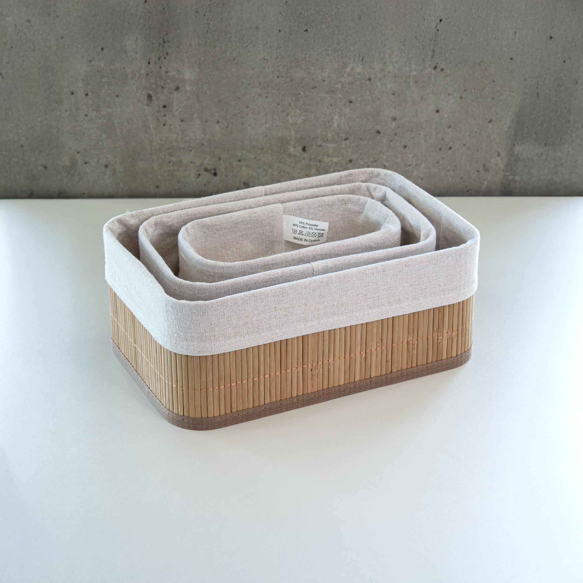 Zestaw bambusowych koszyków do przechowywania VINNO