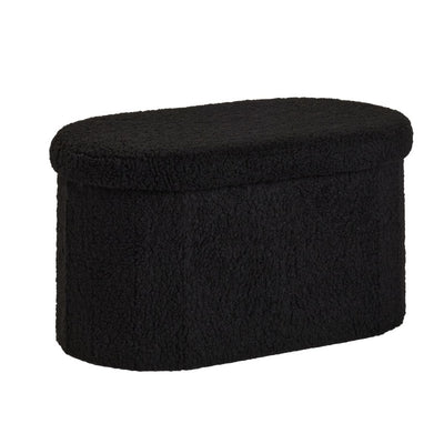 Składana owalna ławka z tkaniny bouclé, 72 x 39 cm, MOKA