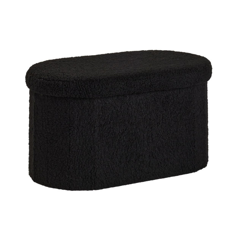 Składana owalna ławka z tkaniny bouclé, 72 x 39 cm, MOKA