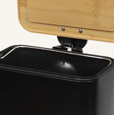 Wąski kosz łazienkowy z bambusem ZETRU, 5 l