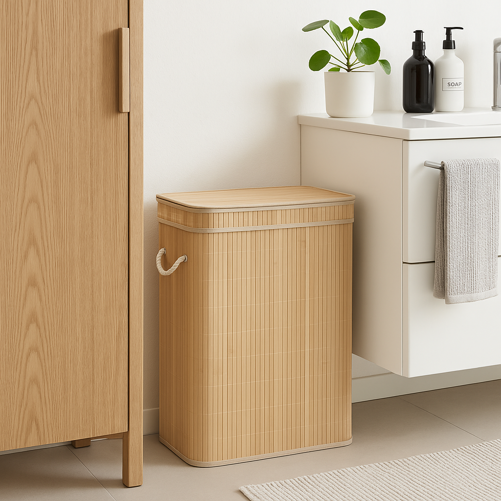 Bambusowy kosz na pranie z pokrywą LUVA, 80 l