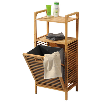 Regał łazienkowy z pojemnikiem na bieliznę i półką, bambus, Kesper