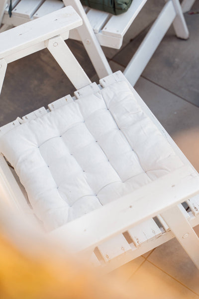 Poduszka na krzesło z wiązaniem, 38 x 38 cm, bawełna z recyklingu