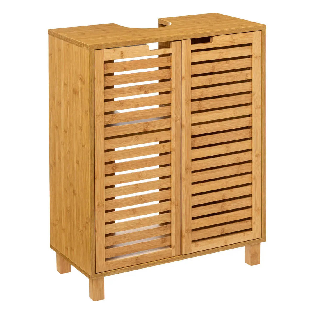 szafka pod umywalkę bambus Szafka pod umywalkę z bambusowymi drzwiami SICELA, 60 x 28 x 80 cm – EDAXO