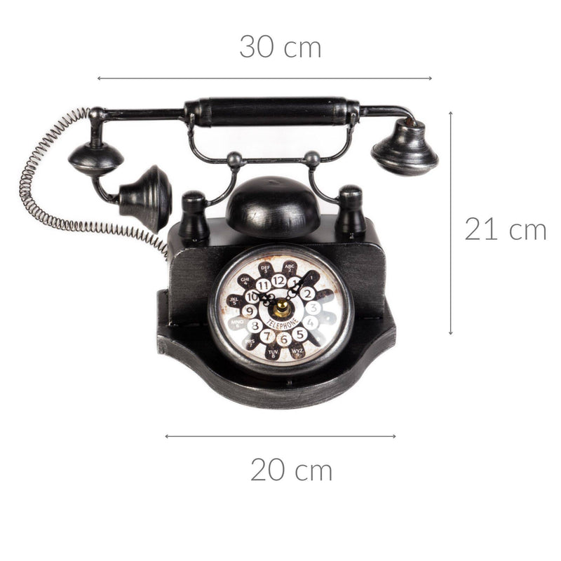 Zegar stołowy stylizowany na telefon, metalowy