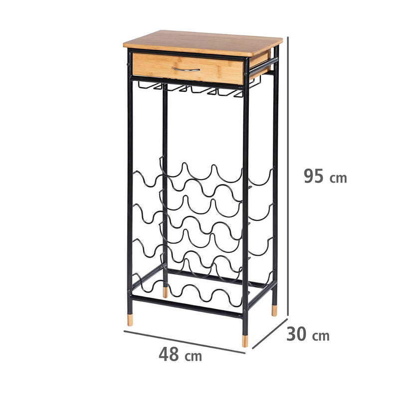 Stojak na wino z uchwytem na kieliszki i szufladą LOFT, WENKO