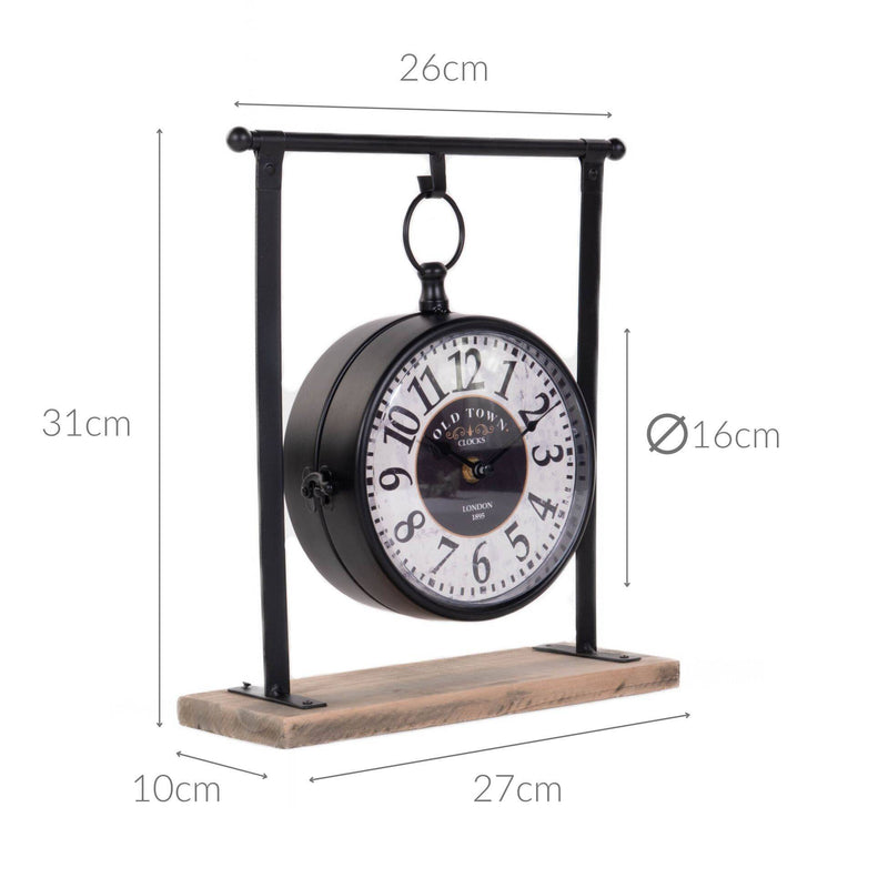 Zegar wiszący na drewnianej podstawie, 32 cm