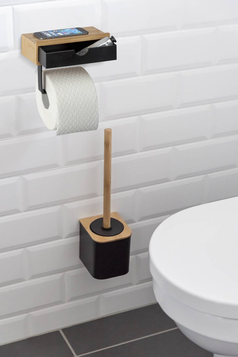 Uchwyt na papier toaletowy BAMBUSA z bambusową szufladą, WENKO