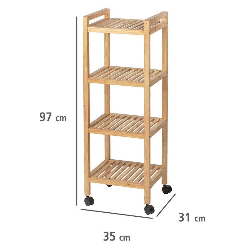 Regał łazienkowy na kółkach NORWAY z czterema półkami, drewno orzechowe, WENKO