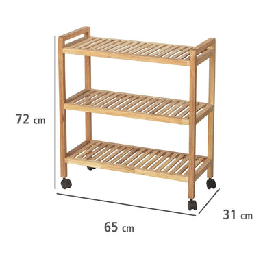 Regał łazienkowy na kółkach NORWAY z trzema półkami, drewno orzechowe, WENKO