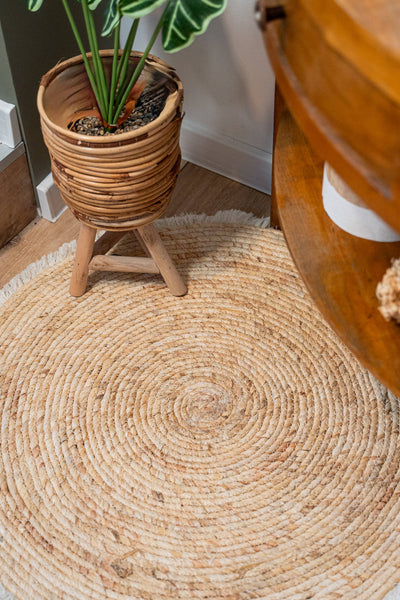 Dywan do salonu okrągły, Ø 80 cm, z liści kukurydzy