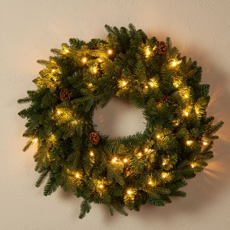 Wieniec świąteczny LED z szyszkami sosnowymi, Ø 60 cm