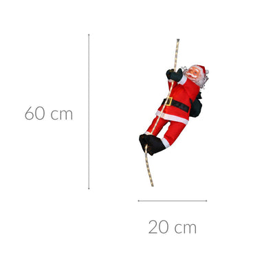 Święty Mikołaj wspinający się na linie, podświetlenie LED