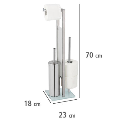 Stojak na papier toaletowy i szczotkę wc RIVALTA, 3w1, zamknięty pojemnik, WENKO