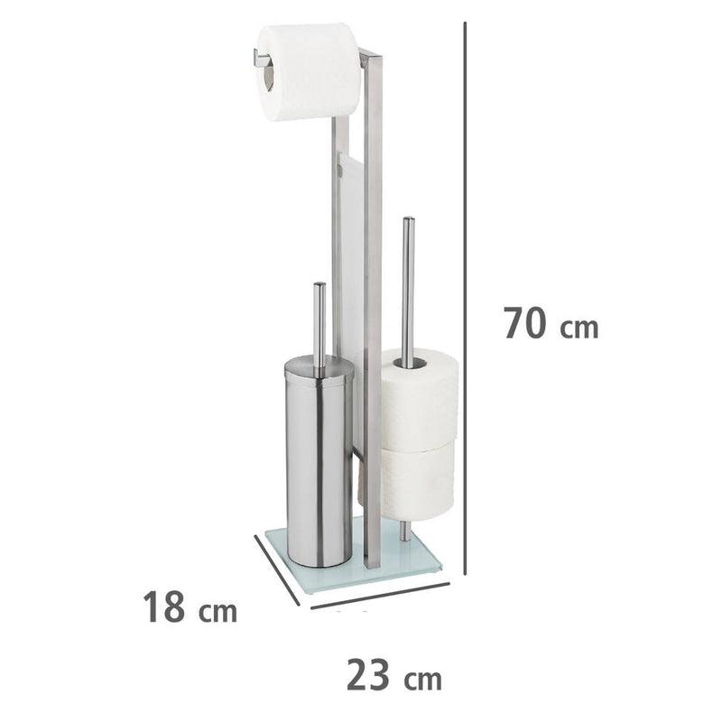 Stojak na papier toaletowy i szczotkę wc RIVALTA, 3w1, zamknięty pojemnik, WENKO