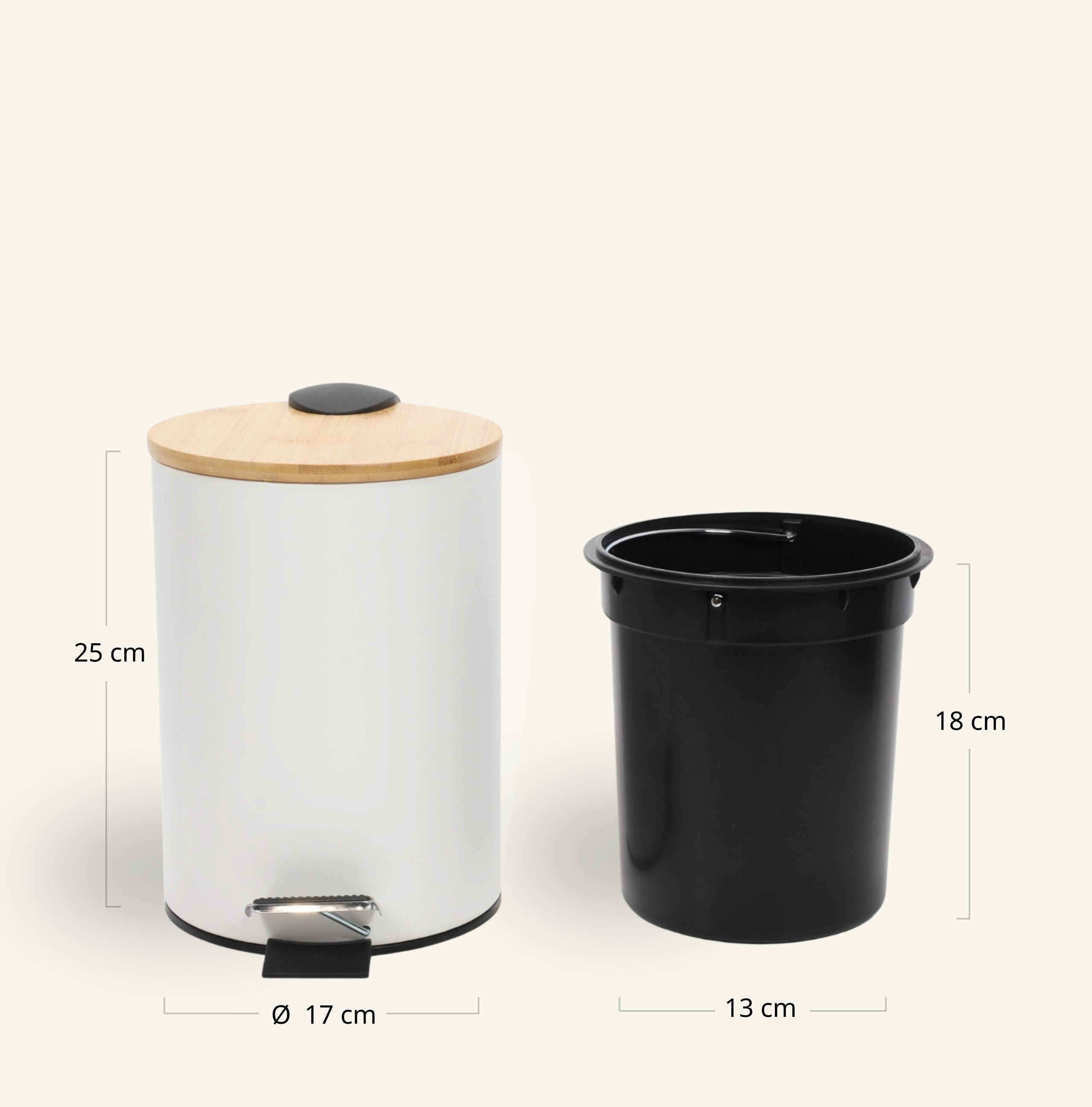 Kosz łazienkowy z bambusem ZETRU, 3 l