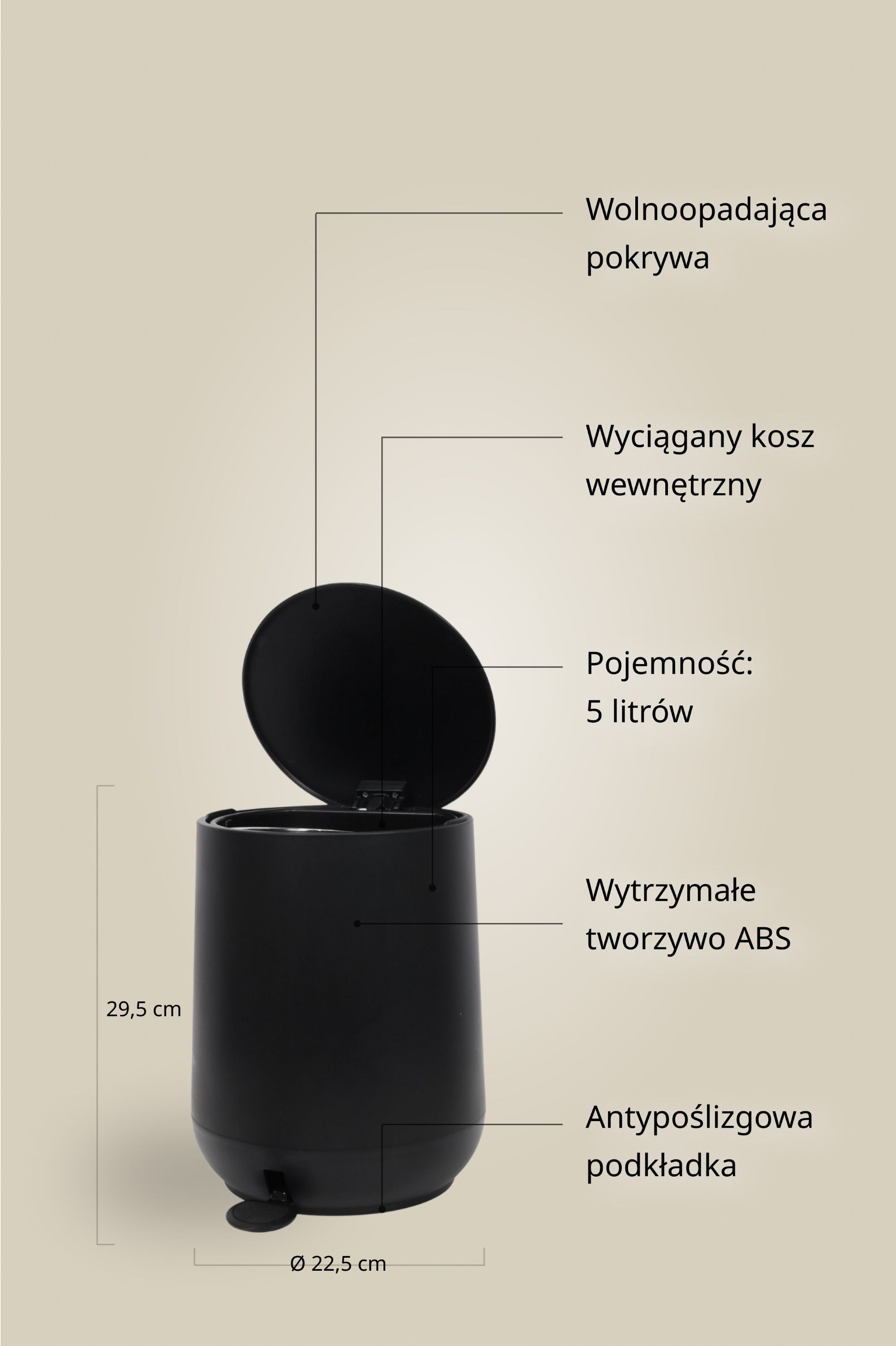 Kosz łazienkowy BALVO, 5 l