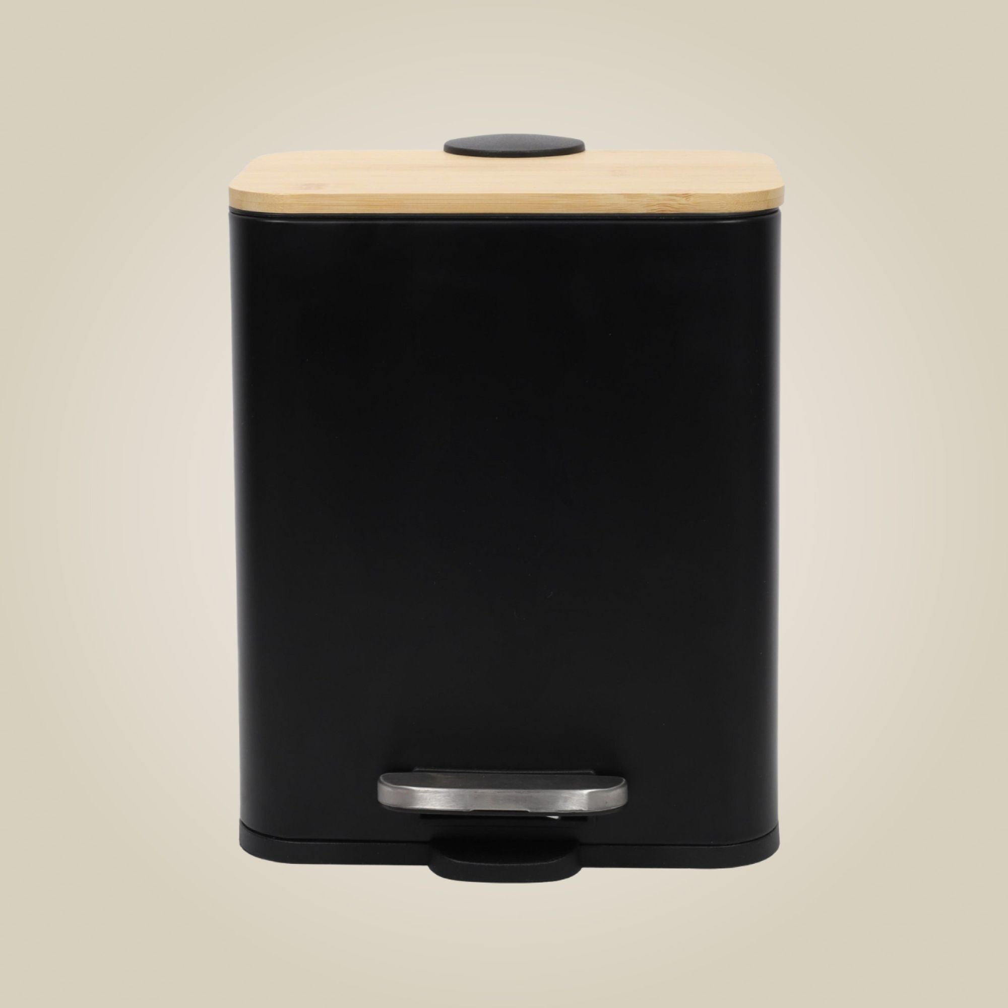 Wąski kosz łazienkowy z bambusem ZETRU, 5 l