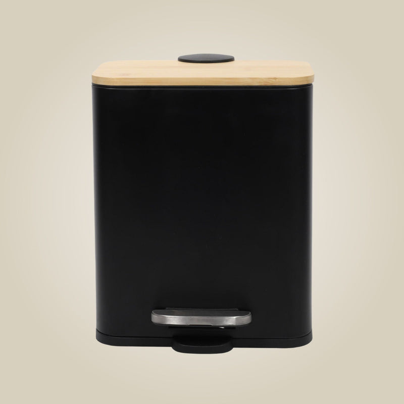 Wąski kosz łazienkowy z bambusem ZETRU, 5 l