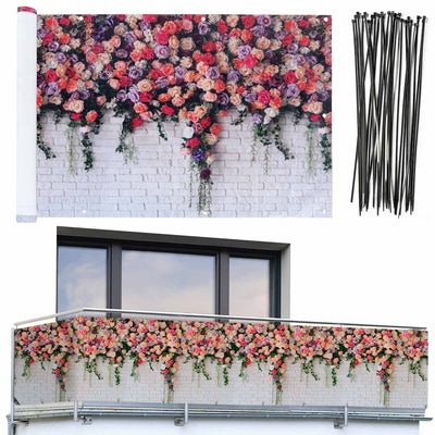 Osłona na balkon róże, 5 m x 85 cm