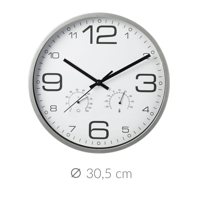 Zegar ścienny z funkcją stacji pogodowej, Ø 30,5 cm