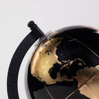 Globus dekoracyjny czarny ze złotą mapą, 22 cm
