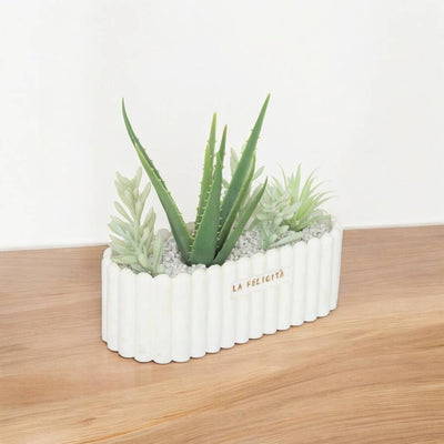 Sztuczne rośliny: aloes i sukulenty w ceramicznej doniczce Rivi, wys. 20 cm