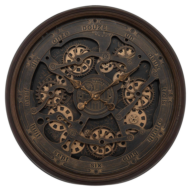 Zegar ścienny duży vintage Alban, widoczny mechanizm, Ø 76 cm