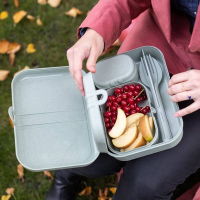 Lunchbox z przegródkami PASCAL READY, zestaw 3 pojemniczków + sztućce, KOZIOL