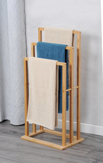 Wieszak na ręczniki, 3-poziomowy, wąski, bambus, Kesper