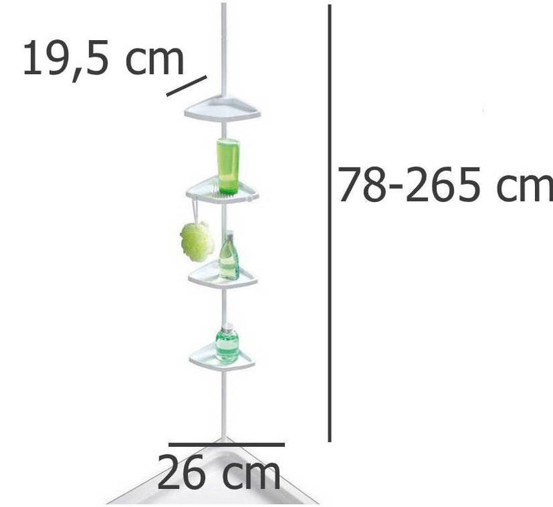 OUTLET Teleskopowa, narożna półka łazienkowa pod prysznic, 4 poziomy, WENKO