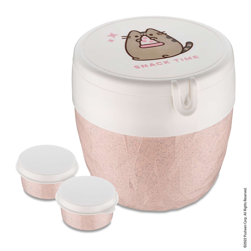 Śniadaniówka, pojemnik na sałatkę i sos BENTOBOX L, KOTEK PUSHEEN SNACK TIME, 3 elementy, KOZIOL