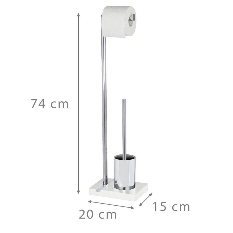 OUTLET Stojak na papier toaletowy i szczotkę do WC, NOBLE WHITE - 2 w 1, WENKO