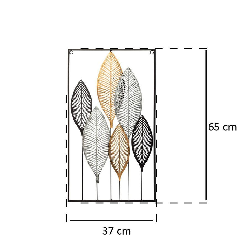 OUTLET Ozdoba na ścianę, dekoracja ścienna DECO z motywem liści, 37 x 65 cm