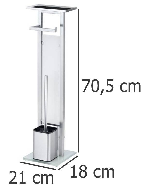 OUTLET Stojak na papier toaletowy z pojemnikiem i szczotką do WC, praktyczny zestaw z drążkiem na dodatkowe rolki i półeczką - WENKO
