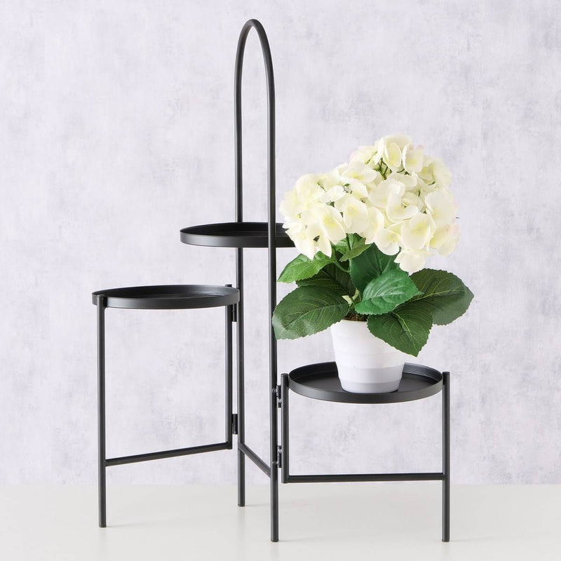 Stojak na kwiaty, trzypoziomowy, kolor czarny, 68 cm