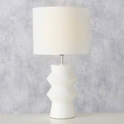 Lampa stołowa Whitia, bawełniany klosz, Ø 25 cm