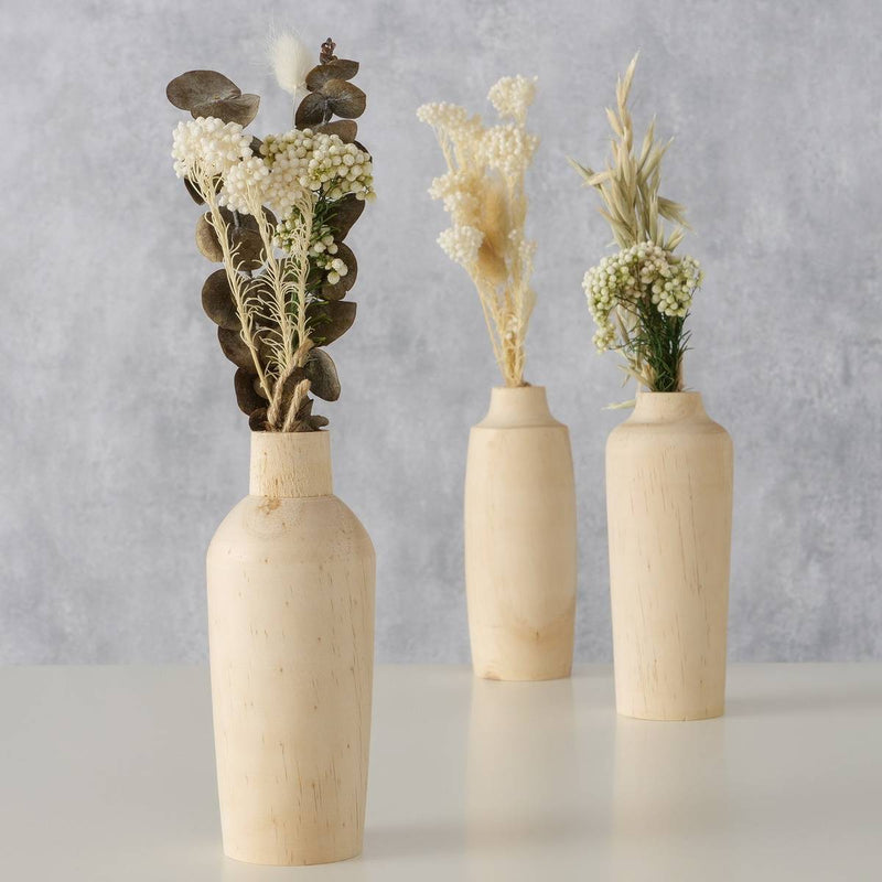 Drewniany wazon z bukietem suszonych kwiatów Faya, 30 cm