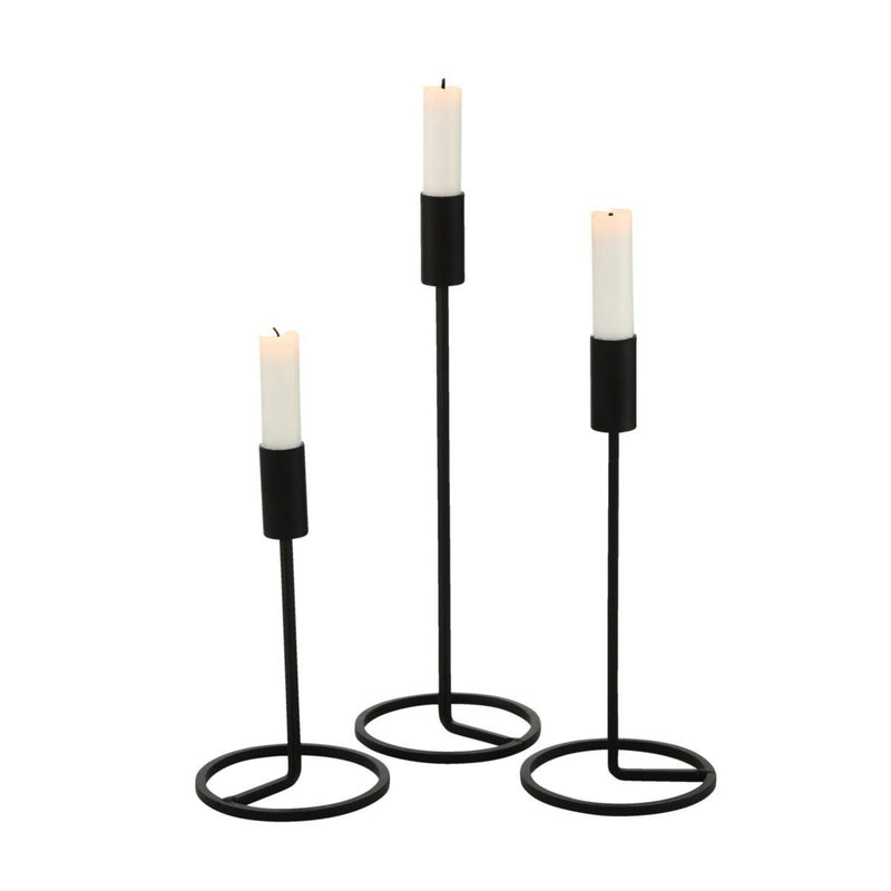 Metalowe świeczniki Fio, 3 sztuki, czarne