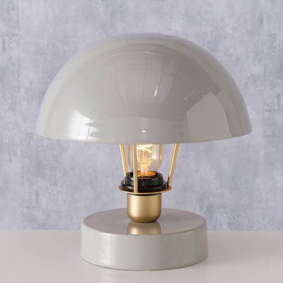Metalowa lampka stołowa Clover, szary klosz, Ø 25 cm