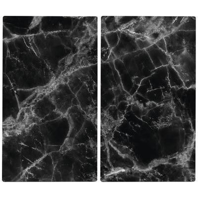 OUTLET Szklane płyty ochronne MARBLE BLACK na kuchenkę – 2 sztuki, ZELLER