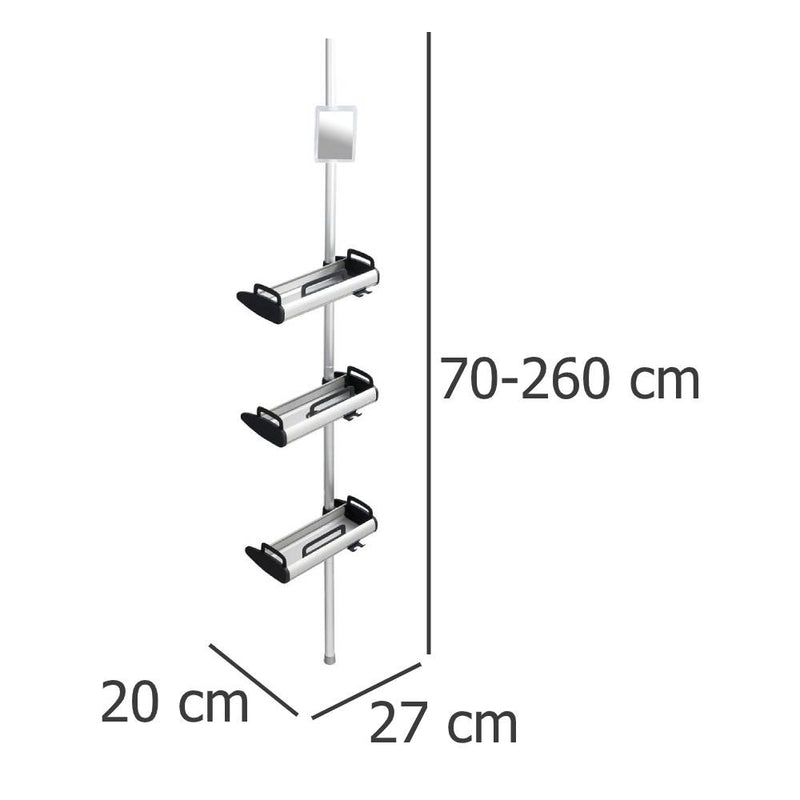 OUTLET Teleskopowa półka łazienkowa, prysznicowa LINE, 3 poziomy, lusterko, WENKO