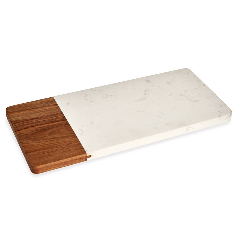 Deska do serwowania, marmurowa z drewnianą wstawką, 30 x 15 cm