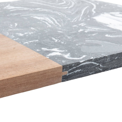 Deska do krojenia marmurowa z drewnianym uchwytem, 38 x 18 cm