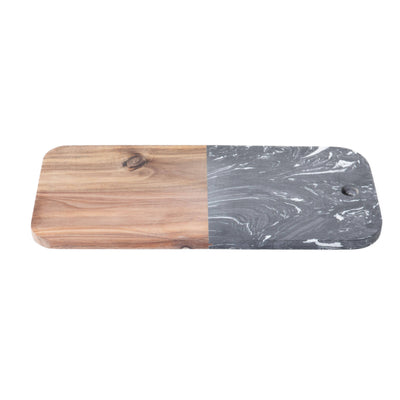 Deska do serwowania, marmur i drewno, 38 x 18 cm