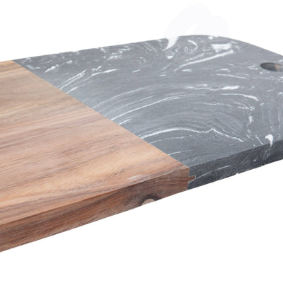 Deska do serwowania, marmur i drewno, 38 x 18 cm