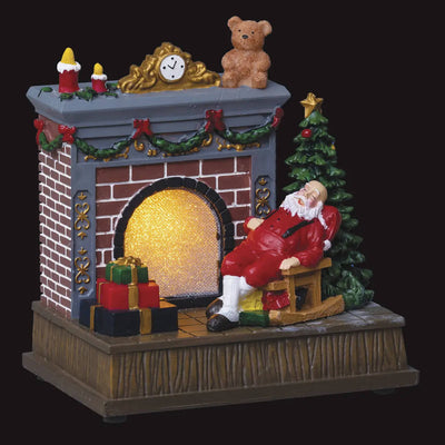 Miasteczko bożonarodzeniowe, scenka świąteczna z Mikołajem przy kominku