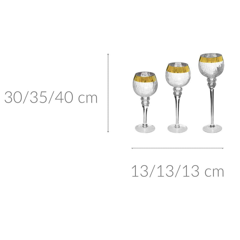 Zestaw świeczników w formie kielichów, wys. 30/35/40 cm