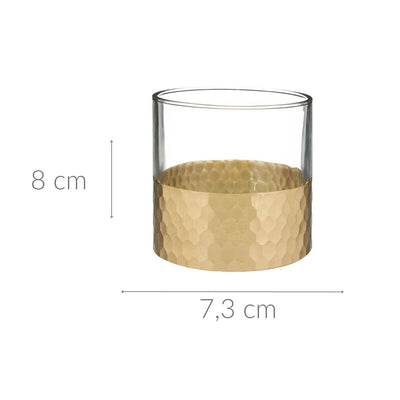 Świecznik szklany ze złotym zdobieniem, Ø 7,3 cm
